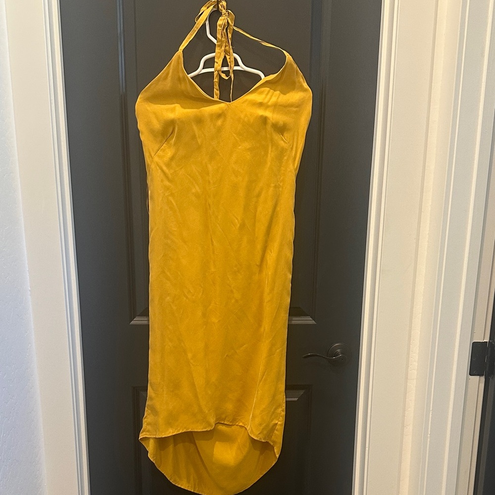 Lovestitch Mustard High Low Halter Dress